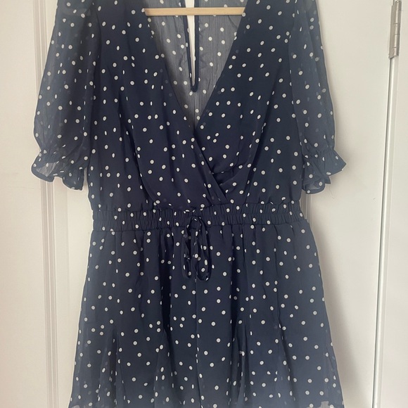 Trixxi Pants - Trixxi/Francesca’s Navy and White Polka Dot Romper- NWOT